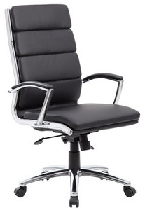 Black and Chrome Modern High-Back Executive Chair Black and Chrome Modern High-Back Executive Chair