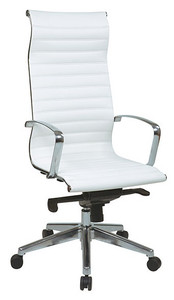 High-Back White Eco Leather Chair with Headrest High-Back White Eco Leather Chair with Headrest