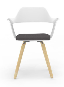 Muse White Chair with Wood Grain Legs and Cushion Muse White Chair with Wood Grain Legs and Cushion