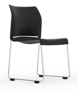 Pommerac Black Stacking Chair with Sled Base Pommerac Black Stacking Chair with Sled Base