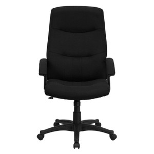 High Back Black Fabric Executive Swivel Chair with Arms