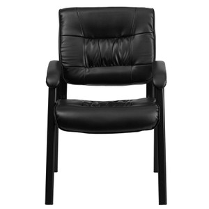 Black Leather Executive Side Reception Chair with Black Frame Finish