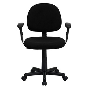 Mid-Back Black Fabric Swivel Task Chair with Adjustable Arms Mid-Back Black Fabric Swivel Task Chair with Adjustable Arms