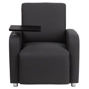 Gray Fabric Guest Chair with Tablet Arm and Chrome Legs Gray Fabric Guest Chair with Tablet Arm and Chrome Legs