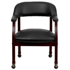 Black Vinyl Luxurious Conference Chair with Casters