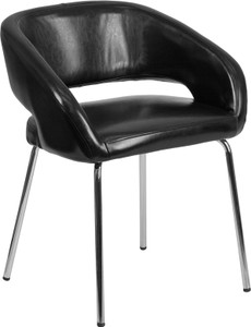 Contemporary Black Leather Side Reception Chair