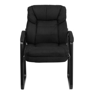 Black Microfiber Executive Side Reception Chair with Sled Base