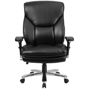 24/7 Intensive Use Big & Tall 400 lb. Rated Black Leather Executive Swivel Chair with Lumbar Knob