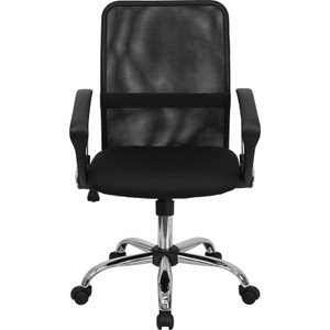 Mid-Back Black Mesh Swivel Task Chair with Chrome Base and Arms [DXGOi6057]