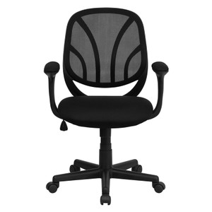 Y-GO Chair Mid-Back Black Mesh Swivel Task Chair with Arms