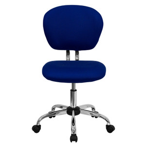 Mid-Back Blue Mesh Swivel Task Chair with Chrome Base
