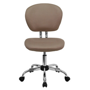 Mid-Back Coffee Brown Mesh Swivel Task Chair with Chrome Base