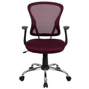 Mid-Back Burgundy Mesh Swivel Task Chair with Chrome Base and Arms [DXHi8369FiALLiBY]