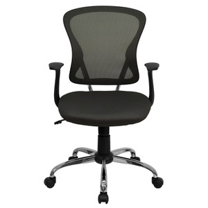 Mid-Back Dark Gray Mesh Swivel Task Chair with Chrome Base and Arms