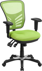 Mid-Back Green Mesh Multifunction Executive Swivel Chair with Adjustable Arms