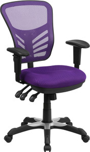 Mid-Back Purple Mesh Multifunction Executive Swivel Chair with Adjustable Arms