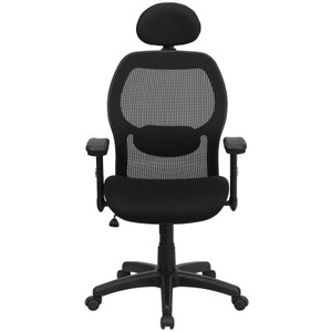 High Back Black Super Mesh Executive Swivel Chair with Adjustable Arms