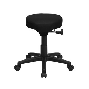 Black Saddle-Seat Utility Stool with Height and Angle Adjustment