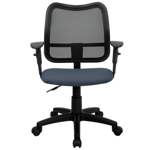 Mid-Back Navy Blue Mesh Swivel Task Chair with Adjustable Arms