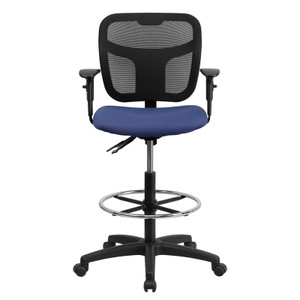 Mid-Back Navy Blue Mesh Drafting Chair with Adjustable Arms [DXWLiA7671SYGiNVYiAD]