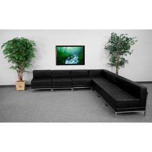 Imagination Series Black Leather Sectional Configuration, 7 Pieces [DXZBiIMAGiSECTiSET6]