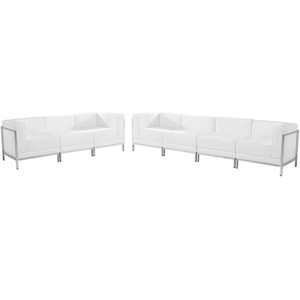 White Leather Sofa Set, 5 Pieces