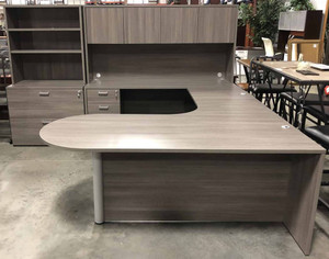 AM-Series Bullet Front U-Shape Executive Desk with Hutch and Lateral File/Bookcase Storage - View 2 AM-Series Bullet Front U-Shape Executive Desk with Hutch and Lateral File/Bookcase Storage - View 2