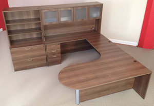 AM-Series Bullet Front U-Shape Executive Desk with Hutch and Lateral File/Bookcase Storage - View 4 AM-Series Bullet Front U-Shape Executive Desk with Hutch and Lateral File/Bookcase Storage - View 4