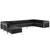 Imagination Series Black Leather U-Shape Sectional Configuration, 7 Pieces