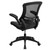 Mid-Back Black Mesh Swivel Task Chair with Leather Seat and Flip-Up Arms