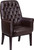 High Back Traditional Tufted Brown Leather Side Reception Chair