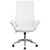 High Back White Leather Executive Swivel Chair with Flared Arms