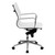 Mid-Back White Ribbed Leather Swivel Conference Chair with Knee-Tilt Control and Arms