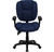 Mid-Back Navy Blue Fabric Multifunction Ergonomic Swivel Task Chair with Adjustable Arms