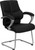 Black Leather Executive Side Reception Chair with Silver Sled Base