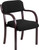 Contemporary Mahogany Wood Side Reception Chair with Arms and Black Fabric Seat