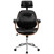 High Back Black Leather Executive Wood Swivel Chair with Arms