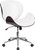 Mid-Back Mahogany Wood Swivel Conference Chair in White Leather