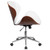 Mid-Back Walnut Wood Swivel Conference Chair in White Leather