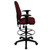 Mid-Back Burgundy Fabric Multifunction Drafting Chair with Adjustable Lumbar Support and Adjustable Arms