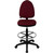 Mid-Back Burgundy Fabric Multifunction Drafting Chair with Adjustable Lumbar Support
