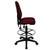 Mid-Back Burgundy Fabric Multifunction Drafting Chair with Adjustable Lumbar Support
