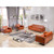 Contemporary Cognac Leather Loveseat with Encasing Frame