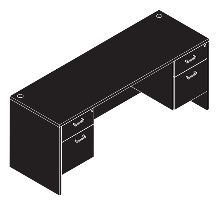 AM-Series 66" Kneespace Credenza with Suspended Drawers