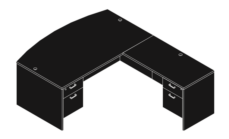 AM-Series Bow Front Executive L-Shape Desk with Suspended Pedestals