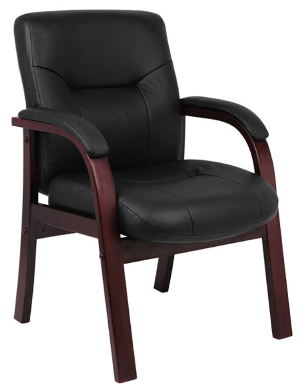 Italian Leather Wood Executive Guest Chair