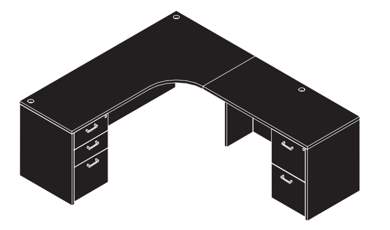 AM-Series L-Shape Executive Computer Corner Credenza