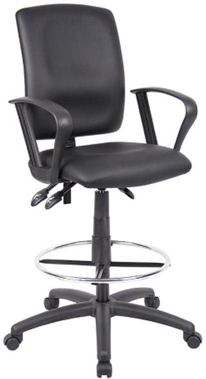 Multi-function Leather Drafting Stool with Loop Arms