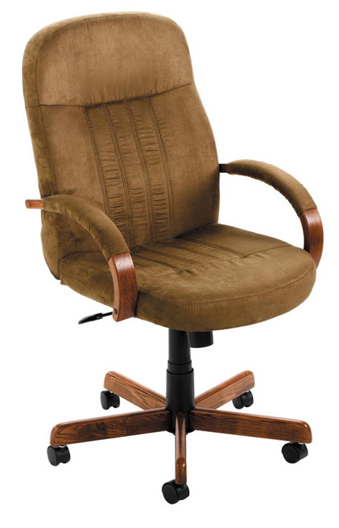 Microfiber Cappuccino High Back Wood Executive Chair