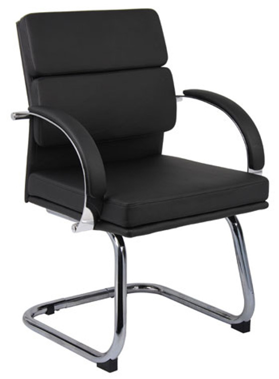 Black Modern Segmented Mid Back Executive Guest Chair